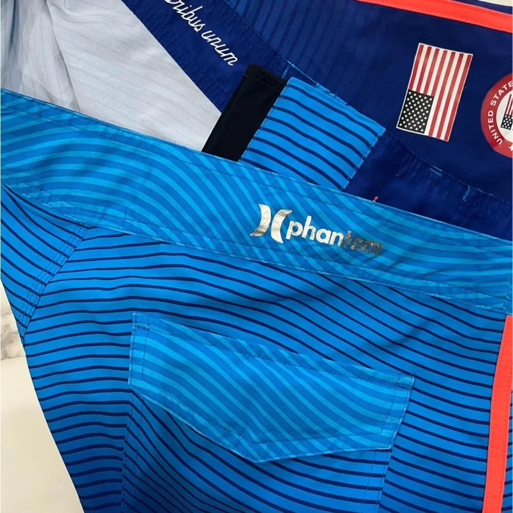 HURLEY Phantom US Olympic Team BLUE Board Shorts Swim Trunks Mens Size 34 - Picture 2 of 2